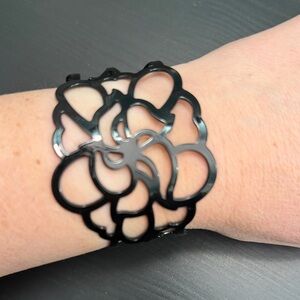 Chic Black Floral Cutout Bracelet